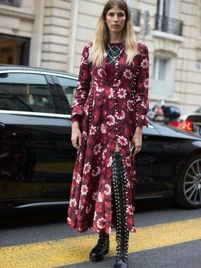 ALTUZARRA red floral long sleeve dress